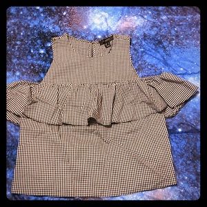 Atmosphere Black/White gingham cold shoulder top